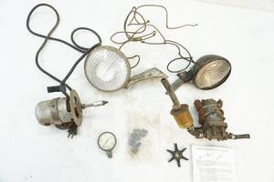 lot 249 image: Vintage headlights, ignition wire set