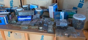 lot 357 image: Contents of Garage Shelf Hardware