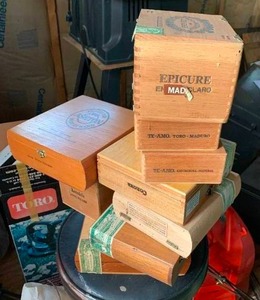 lot 365 image: Nine Wood Cigar Boxes