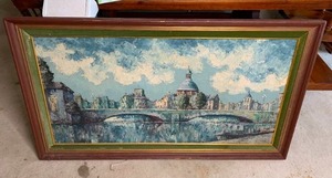 lot 369 image: Large European Cityscape Signed & Framed Painting