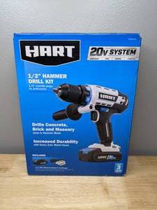 lot 5 image: Brand New HART 20-Volt Cordless 12-inch Hammer Drill Kit 1.5Ah Lithium-Ion Battery