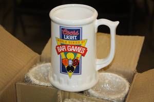 lot 44 image: 1989-90 Coors Light World Series of Bar Games Beet Stein Case of 4