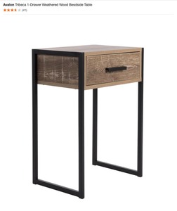 NATHAN JAMES 22 IN. RUSTIC OAK END TABLE AND AVALON TRIBECA 1 DRAWER BEDSIDE TABLE. SEE PICTURES