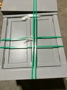 (3) HOME DECORATORS EDINBURGH GREY STORAGE CABINET. SEE PICTURES