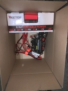ASSORTED VECTOR PORTABLR CAR JUMP STARTER AND 1200 PEAK AMP PORTABLE POWER STATION. SEE PICTURES