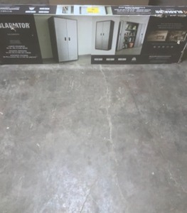 GLADIATOR READY-TO-ASSEMBLE 72 IN. H X 36 IN. W X 18 IN. D STEEL FREESTANDING GARAGE CABINET IN SLIVER TREAD. SEE PICTURES