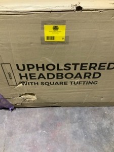 BROOKSIDE UPHOLSTERED SCOOP-EDGE KINGCAL KING HEADBOARD WITH SQUARE TUFTING IN STONE. SEE PICTURES