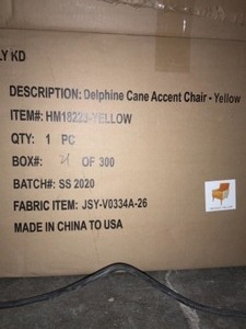 JAYDEN CREATION DELPHINE YELLOW CANE ACCENT CHAIR (SET OF 2) SEE PICTURES