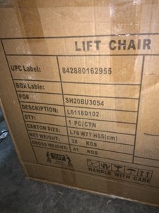 GOOD & GRACIOUS 37 IN. WIDTH BIG AND TALL BROWN FAUX LEATHER LIFT RECLINER. SEE PICTURES