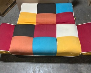 HARPER & BRIGHT DESIGNS 46.4 IN. MULTI-COLORED LINEN 2-SEATER TWIN SLEEPER SOFA BED WITH FLARED ARMS. SEE PICTURES