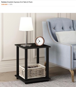 NATHAN JAMES HUGO 25 IN. ANTIQUE DRY GRAY OAK NIGHTSTAND AND FURINNO SIMPLISTIC END TABLE. SEE PICTURES
