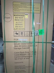 HUSKY HEAVY DUTY WELDED 36 IN. W X 81 IN. H X 24 IN D STEEL GARAGE TALL GARAGE CABINET IN BLACK. SEE PICTURES