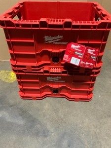 MILWAUKEE PACKOUT 18.6 IN. TOOL STORAGE CRATE BIN. SEE PICTURES
