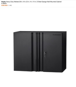 HUSKY HEAVY DUTY WELDED 28 IN. W X 22 IN. H X 14 IN. D STEEL GARAGE WALL MOUNTED CABINET IN BLACK. SEE PICTURES