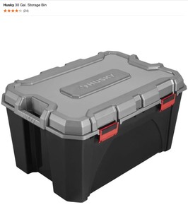 ASSORTED HUSKY AND HDX STORAGE BINS VARIOUS SIZES AND CONDITIONS SEE PICTURES