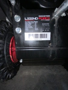 LEGEND FORCE 24 IN. TWO-STAGE AS SNOW BLOWER WITH ELECTRIC START. SEE PICTURES