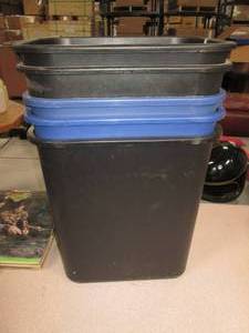 lot 74 image: Lot of 5 GarbageRecycling cans. Pe...