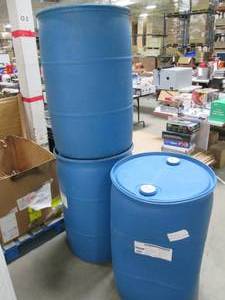 lot 97 image: Lot of 3 empty heavy duty 55 gallon...
