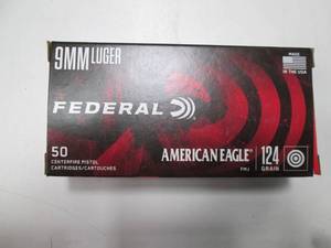 lot 104 image: Federal American Eagle 9mm Luger FM...