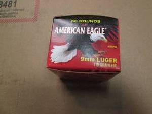 lot 121 image: Federal American Eagle 9mm Luger FM...