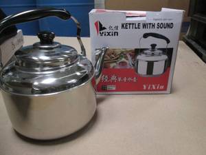 lot 157 image: 4L Stainless Whistling Tea Kettle...