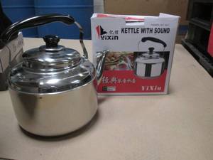 lot 158 image: 4L Stainless Whistling Tea Kettle...