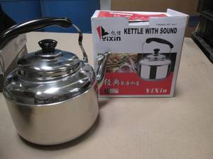 lot 159 image: 4L Stainless Whistling Tea Kettle...