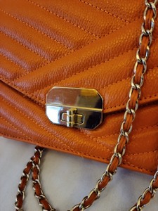 Orange Leather Clutch
