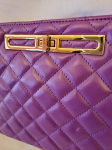Purple Quilted Leather Clutch
