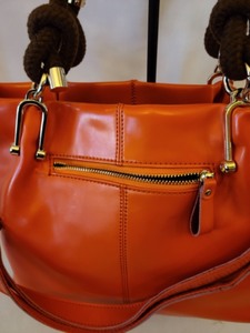 Orange Leather ToteLarge Handbag