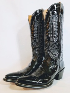Amazing Leddy Vaquero Black Patent Leather Cowgirl Boots