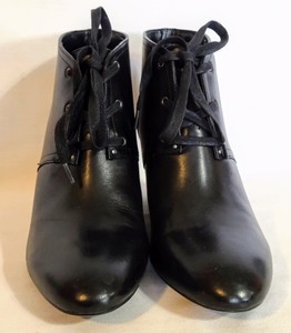 Ralph Lauren Black Leather Wedge Booties