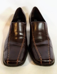 Franco Sarto Brown Leather Heeled Loafers