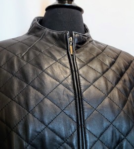 Pamela McCoy Quilted Black Leather Jacket
