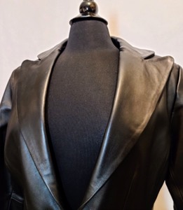 Black Leather Jacket With Leopard Clasp
