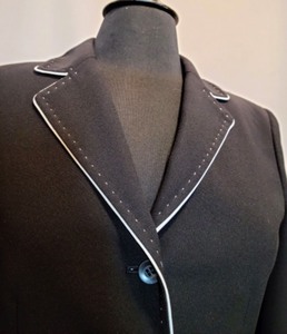 Petite Sophisticate Black Contrast Stitch Jacket