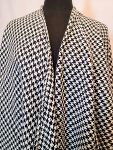 Black and White Checked Wrap Coat