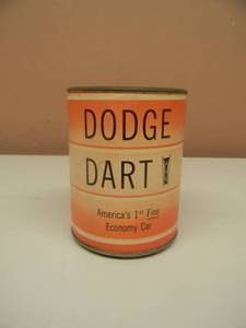 lot 5 image: VINTAGE HARD TO FIND -  DODGE DART ADVERTISING PROMOTION OIL CAN COIN BANK - GREAT ITEM - SEE PICTURES