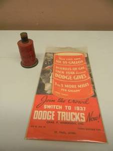 lot 7 image: RARE BARREL LIGHTER Switch To Dodge Trucks and Save Money WITH ORIGINAL ADVERTISEMENT LITERATURE - AWESOME SET - SEE PICTURES