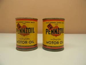 lot 10 image: VINTAGE PENZOIL MOTOR OIL ADVERTISING OIL CAN BANK - AWESOME SET OF 2 - GREAT PIECES - SEE PICTURES