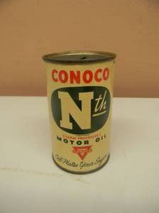lot 15 image: VINTAGE ORIGINAL CONOCO NTH MOTOR OIL CAN COIN BANK - VERY RARE - NICE - SEE PICTURES