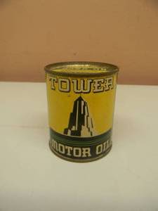 lot 19 image: VERY RARE - VINTAGE 1950s ORIGINAL TOWER MOTOR OIL CAN COIN BANK - VERY RARE - VERY NICE - SEE PICTURES