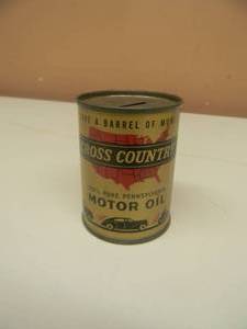 lot 46 image: VINTAGE ADVERTISING CROSS COUNTRY OIL CAN BANK 3 - Sears, Roebuck and Co. - RARE AWESOME PIECE - SEE PICTURES