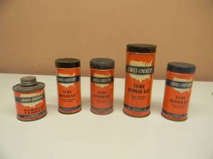 lot 47 image: VINTAGE ADVERTISING CROSS COUNTRY COLLECTION - 4 TUBE REPAIR KITS & RUBBER CEMENT - Sears, Roebuck and Co. - RARE AWESOME PIECES - SEE PICTURES