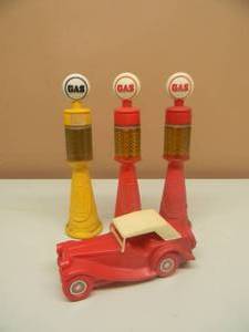 lot 54 image: 3 VINTAGE AVON REMEMBER WHEN GAS PUMPS - FULL & AVON 1936 MG WILD COUNTRY - FULL - SEE PICTURES