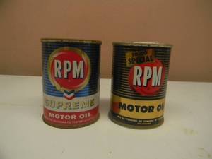 lot 60 image: VINTAGE RPM SUPREME MOTOR OIL CAN BANK & RPM 10-30 MOTOR OIL CAN BANK - NICE - RARE - SEE PICTURES