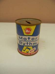 lot 62 image: RARE - VINTAGE WHIZ MOTOR RYTHM OIL CAN BANK 3 - NICE - SEE PICTURES