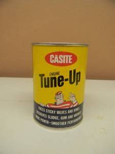 lot 63 image: RARE - VINTAGE CASITE ENGINE TUNE-UP OIL CAN ADVERTISING BANK 4 12 - NICE - SEE PICTURES