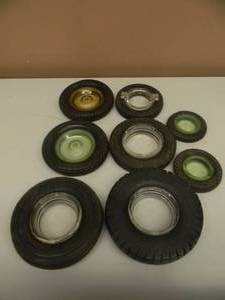 lot 90 image: 8 VARIOUS VINTAGE  ADVERTISING TIRE ASHTRAYS - NICE COLLECTION - SEE PICTURES