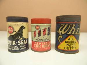 lot 98 image: VINTAGE WHIZ SET - ALL RUBBER PATCH OUTFIT, POWDERED CAR WASH, QUICK-SEAL - VERY COOL - SEE PICTURES